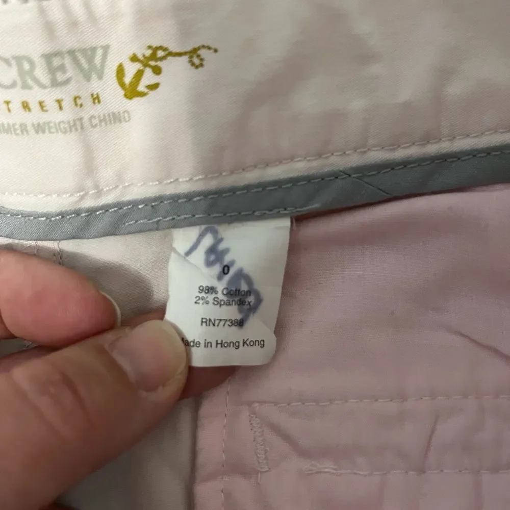 🟢J. Crew Stretch Summer Weight Chino Light Pink Shorts Size 0